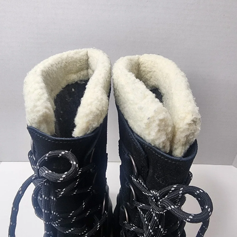 Lands' End Expedition Men's 8D Shoes Black Suede Insulated Winter Snow Boots
